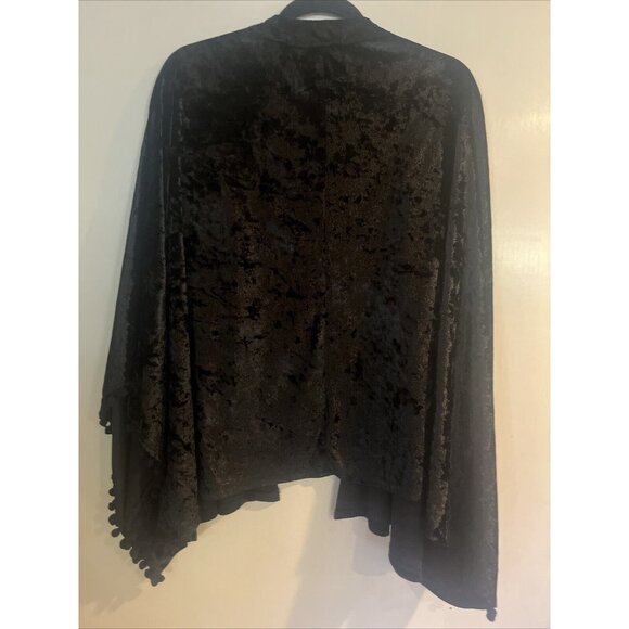 GYPSY HEART Crushed Burn Out Embroidered Velvet black Kimono Womens Sz Large - Picture 4 of 6